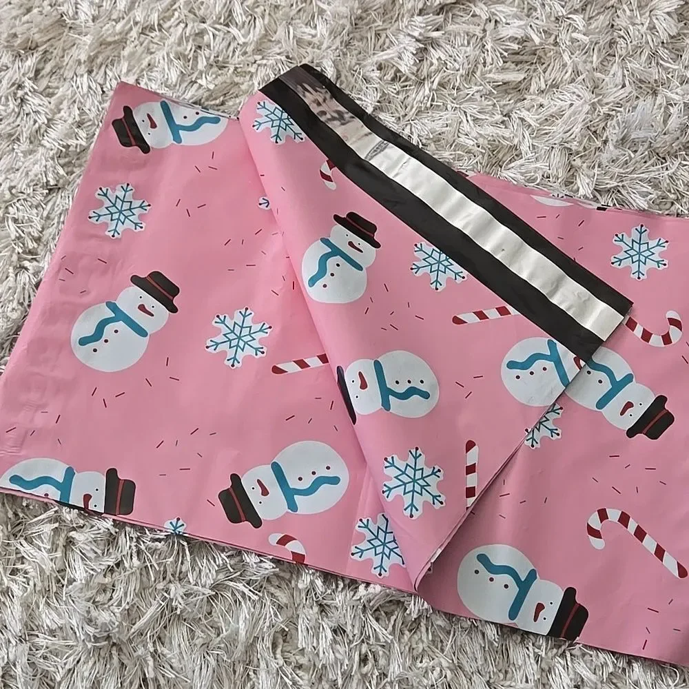 Pink Snowman Candy Cane Poly Mailers 8 Count Boho Office Ship Merch Swag Posh